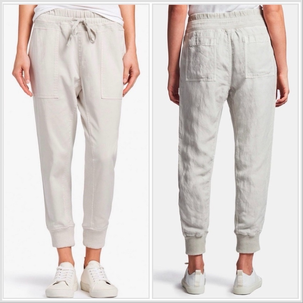Standard James Perse $265 Relaxed Canvas Linen Jogger Pant  2/Medium Silver/Gray